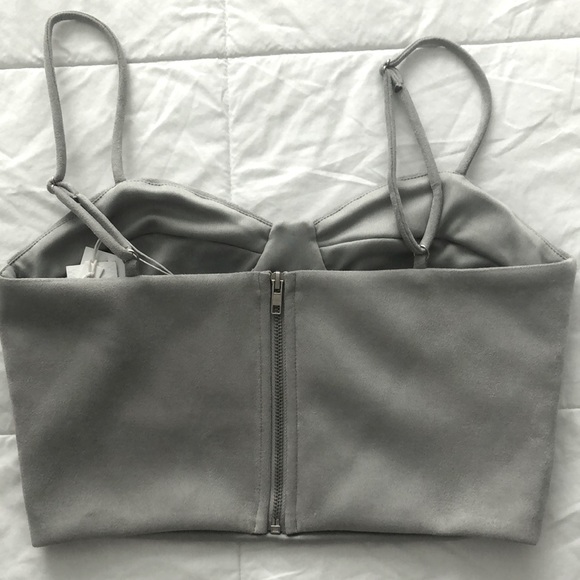 Glamorous Grey Suede Bustier Top - Picture 2 of 6